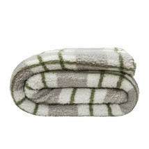 Grey Olive Reverse and White Printed Sherpa and Sherpa Throw Blanket - £31.97 GBP