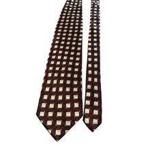 Knightsbridge Mens Silk Tie Red Black Geometric Pattern Silk Necktie - $12.59
