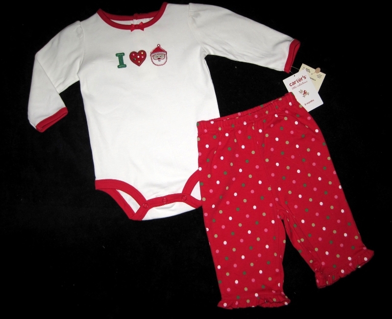 GIRLS 6 MONTHS - Carter's I Love Santa Red & White HOLIDAY BODYSHIRT & PANTS SET - $20.00