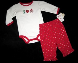 Girls 6 Months   Carter&#39;s I Love Santa Red &amp; White Holiday Bodyshirt &amp; Pants Set - £15.71 GBP