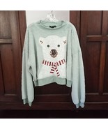 Miss Chievous Sequin Polar Bear Sweatshirt Furry Cozy Teddy Top Plus Siz... - $43.69