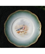 Antique Gold Trim Hunter Green Duck Duckling China Plate 9&quot; Scallop Edge - £15.86 GBP