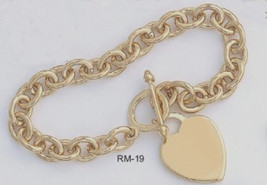 Heart Tag Chunky Charm Necklace Gold Layered Lifetime Guaranteed 18 Inch... - $60.00