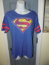DC Comics Superman Symbol Jersey Style Blue T-Shirt Size XL Women&#39;s EUC - £14.32 GBP