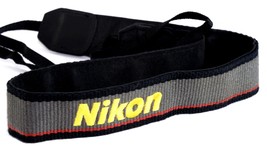 Nikon Strap for SLR Camera Great Shape Gray Black Red w Yellow Logo FM2 FE NiCE! - £18.49 GBP