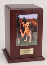 Large 110 Cubic Ins Walnut Pet Tower Photo Urn for Ashes w/Engravable Nameplate - £124.56 GBP
