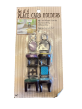 Chairs Place Card Holders Set of Four in Package Dated 2002 2.5 Inches Tall - $12.07