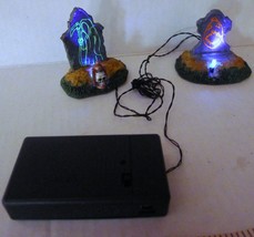 Lemax  Spooky Town Halloween Light Up Tombstones One is IMP Works Fine - $24.70