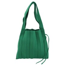 Small Chic Women Summer Handbag Knitting Pleated  Bags Korean Style Drawstring S - £117.41 GBP