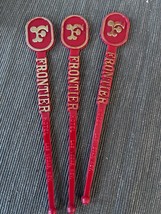 Lot of 3 Frontier Hotel Las Vegas Red Gold Cocktail Swizzle Stir Sticks - £9.95 GBP