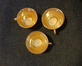 Peach Lustre Teacups Fire King Three Bands Pattern Anchor Hocking Luster Saucer - £9.43 GBP