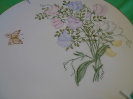 Vintage Sweden HULTGREN 66 Handpainted PLAQUE wall plate Flower Butterfly Rare - £29.91 GBP