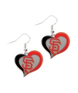 Aminco MLB San Francisco Giants Swirl Heart Sports Team Logo Dangle Earring - $13.72