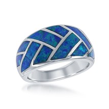 Sterling Silver Blue Inlay Opal Ring - £68.33 GBP