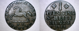1816-FR German States Brunswick-Wolfenbuttel 1 Pfennig World Coin - £47.95 GBP