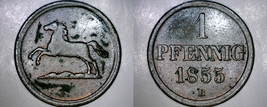 1855-B German States Brunswick-Wolfenbuttel 1 Pfennig World Coin - £39.95 GBP