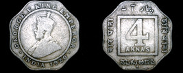 1920 B Indian 4 Anna World Coin - British India - $39.99