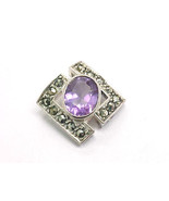 AMETHYST and MARCASITE Vintage PENDANT in STERLING Silver - 4 carat Purp... - £55.95 GBP