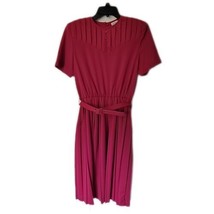 Blair Boutique Pleated Tea Dress ~ Sz 12P ~ Dark Pink ~ Below Knee ~Short Sleeve - £17.36 GBP