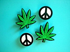 Shoe Charms Plug Button Accessories Marijuana Leaf Peace Sign Compatible... - £8.76 GBP
