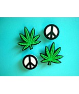 Shoe Charms Plug Button Accessories Marijuana Leaf Peace Sign Compatible... - $10.99