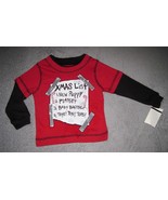 BOYS 12 MONTHS - Now &amp; Zen - Christmas Wish List Red &amp; Navy PULLOVER SHIRT - £9.58 GBP