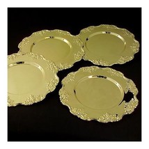  Harvest Of Grapes Brass Gold Charger Plates Set Of 4 - £127.88 GBP