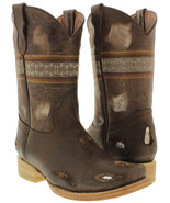 Kids Toddler Childrens Brown Cowboy Boots Work Biker Rodeo Western Squar... - €47,76 EUR