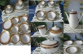 Gitty Eberthal Germany Gold Rim Plates Cups Saucers Coffee Pot Vegeta Bo... - $11.88+