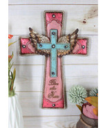 Rustic Western Cowgirl Pink And Turquoise Angel Wings Bless This Home Wa... - $26.99