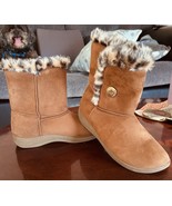 Vionic Fairfax Women Orthaheel Brown Faux Animal Print Fur Winter Boots ... - $40.59