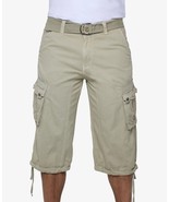 X-Ray Men&#39;s Belted Capri Cotton Cargo Shorts - Stone-42W - $552.31 MXN