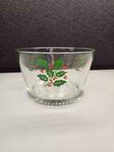 Holly And Berry Glass Snack Bowl Or Ice Bucket - £13.65 GBP