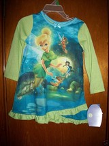 Disney Fairies Baby Clothes 2T Toddler Tinkerbell Sleepwear Tink Blue Nightgown - £11.34 GBP