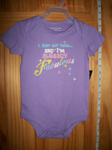 Faded Glory Baby Clothes 18M Infant Bodysuit Purple I&#39;m Fabulous Playsui... - $9.49