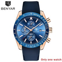 BENYAR Men Watches Brand Silicone&amp;Steel Band Wristwatches Man Leather Military W - £48.96 GBP