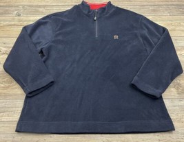 Vintage Tommy Hilfiger XL 1/4 Zip Blue Fleece Heavyweight Pullover Sweatshirt. - £18.72 GBP