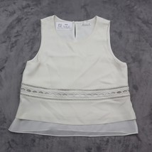 Club Monaco Shirt Womens S White Sleeveless Relaxed Casual Summer Blouse - $22.75