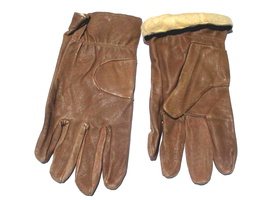 New Vintage 90s Czech Army deerskin brown leather gloves military mittens lined - £7.86 GBP