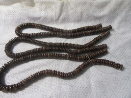 Vintage New 3 Strands of New Coconut Wood Tea Dyed Rondelle  7-8 mm Disc&#39;s Space - £14.95 GBP