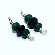Black Spinel Jade Rondelle Silver Plated Vermeil Beads Natural Loose Gem... - £2.35 GBP