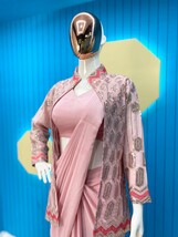 NEW FANCY READY TO WEAR SAREE WITH SEQUENCE EMBROIDERY WORK KOTI AND BLOUSE - $69.00