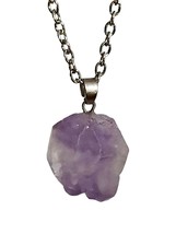 Raw Amethyst Necklace Crystal Pendant Healing Stone Chakra Reiki High Quality - £5.79 GBP