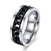 Vnox Spinner Black Chain Ring for Men Punk Titanium Steel Metal Finger Jewelry M - £7.03 GBP