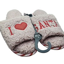 Slippers I Love Santa Memory Foam Pink Red Heart Womens L 9 10 - £9.07 GBP