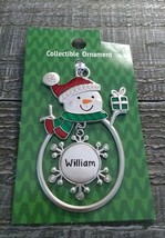 Christmas Snowman  Personalized &quot;William&quot; Collectable Silver Ornament Ga... - £19.83 GBP