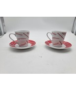 2 Create by Just Mugs Demitasse Coffee Cups/Saucers Red and White  Espresso - $14.95