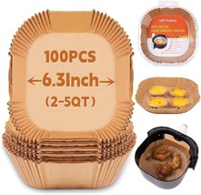 Disposable Air Fryer Liners 6.3 Inches - 100 Pcs Square shaped (Fit for 2-4 QT) - £7.97 GBP