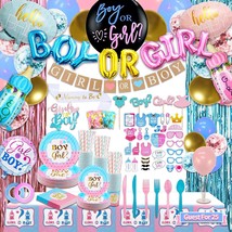 312 Pcs Gender Reveal Decorations, Baby Gender Reveal Party Supplies- Disposable - £52.39 GBP