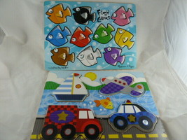 Wooden Puzzles Melissa &amp; Doug Lot of 2 for toddlers 9&quot; X 12&quot; size board ... - £11.64 GBP